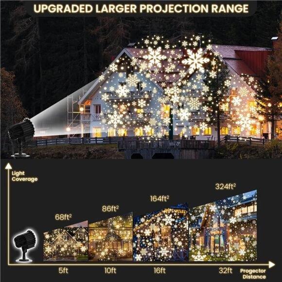 Christmas Snowflake LED Projector Lights-Waterproof Outdoor/Indoor Holiday Decor - Picture 4 of 7